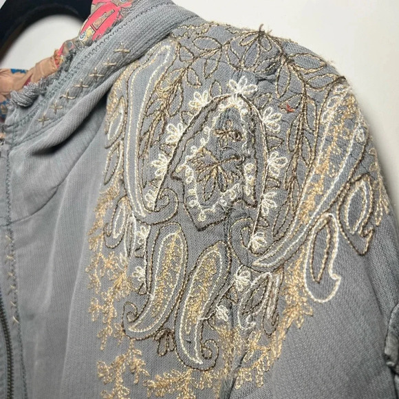 Da-Nang Y2K boho bomber jacket size small S embroidered zipper - Picture 6 of 15